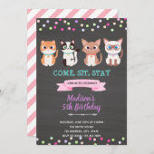 Uitnodiging verjaardagsfeest katje huisdier (Voorkant / Achterkant)