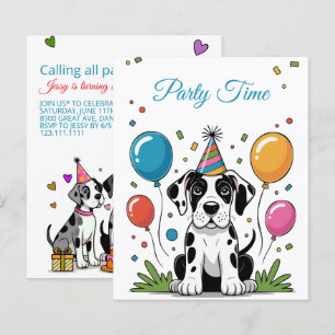 Uitnodiging verjaardagsfeest kinderen Great Dane P