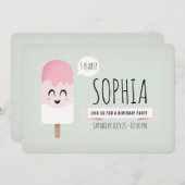 Uitnodiging Verjaardagsfeest Meisje Schattige Retr (Voorkant / Achterkant)