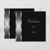 Uitnodiging Verjaardagsfeest Zwart Zilver Fabulous (Voorkant / Achterkant)