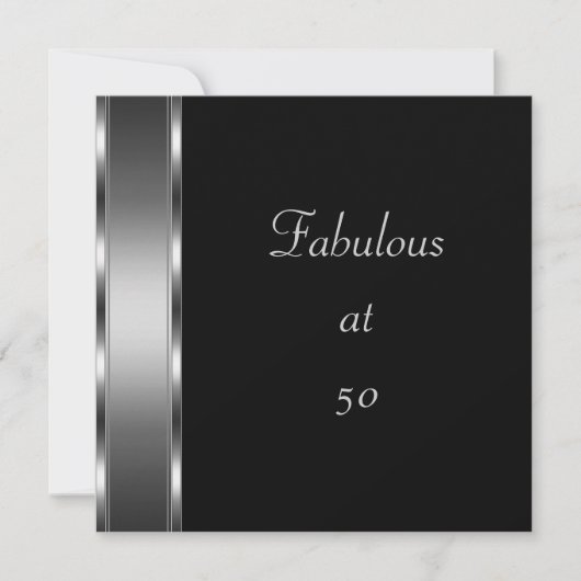 Uitnodiging Verjaardagsfeest Zwart Zilver Fabulous (Voorkant)