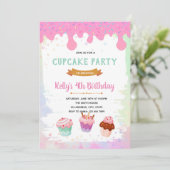 Uitnodiging verjaardagsfeestje cupcake (Staand voorkant)