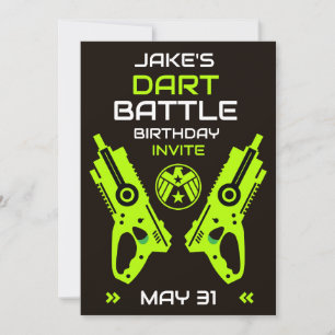 Uitnodiging verjaardagsfeestje jongens Dart Wars