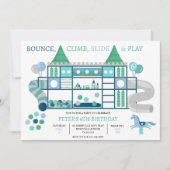 Uitnodiging verjaardagsfeestje kinderen blauw soft (Voorkant)