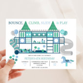 Uitnodiging verjaardagsfeestje kinderen blauw soft