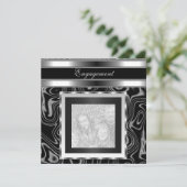 Uitnodiging Verloving Glamor Abstract Zwarte Foto (Staand voorkant)