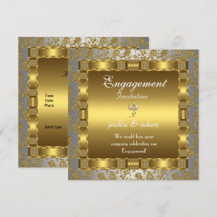 uitnodiging Verlovingsfeest goud zilver wit antiek