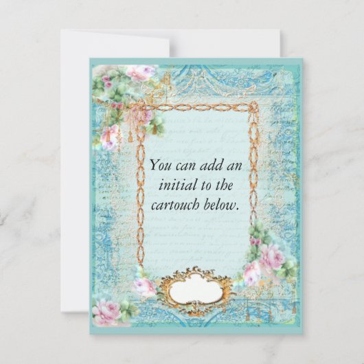 Uitnodiging Versailles Roze Rozen (Voorkant)