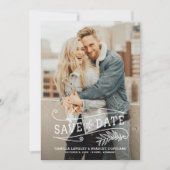 Uitnodiging Verticaal Foto Save the Date met Loof (Voorkant)