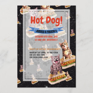 Uitnodiging via hotdog-kattefeest