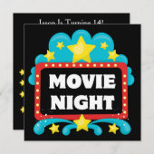Uitnodiging via Movie Night Theme Party (Voorkant / Achterkant)
