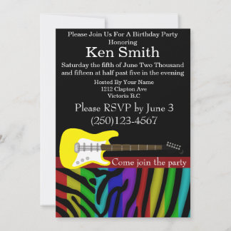 Uitnodiging via Tastful Electric Guitar Birthday