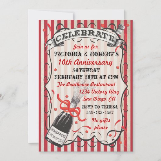 Uitnodiging Victoriaans Champagne Celebration Part (Voorkant)