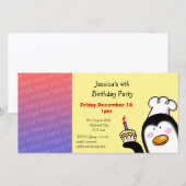 Uitnodiging vierde verjaardag ( verjaardagstaart ) (Voorkant / Achterkant)