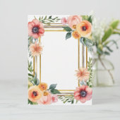 uitnodiging - vintage bloemen (Staand voorkant)