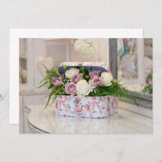 Uitnodiging Vintage Bloemengeschenkdoos (Voorkant / Achterkant)