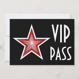 Uitnodiging 'VIP PAS' Rode Ster zwart horizontaal