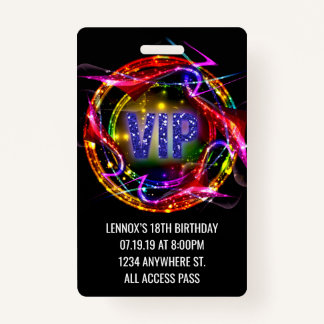 Uitnodiging VIP Pass-badge voor verjaardag Badge