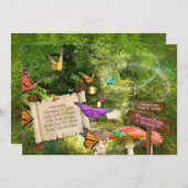 Uitnodiging Vlinder Prinses Feest (Voorkant / Achterkant)