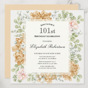 Uitnodiging voor 101ste verjaardag in elegante her