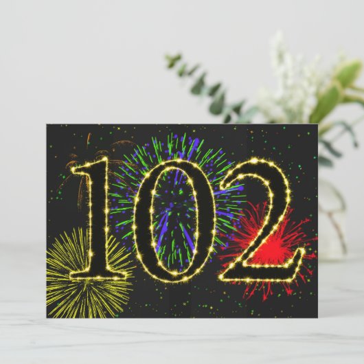 Uitnodiging voor 102e verjaardagsfeest (Staand voorkant)