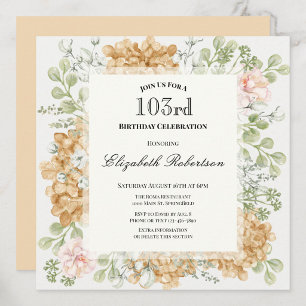 Uitnodiging voor 103e verjaardag in elegante herfs