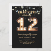Uitnodiging voor 12e verjaardag met heldere lichte (Voorkant)