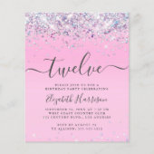 Uitnodiging voor 12e verjaardagsfeestje met budget (Voorkant)