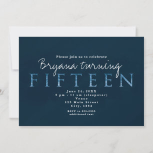 Uitnodiging voor 15e 15de verjaardagsfeestje 'Blue