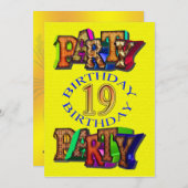 uitnodiging voor 19e verjaardag (Voorkant / Achterkant)