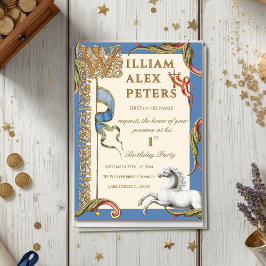 Uitnodiging voor 1e verjaardag in vintage koninkli