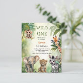 Uitnodiging voor 1e verjaardag 'Wilde safari jungl (Staand voorkant)
