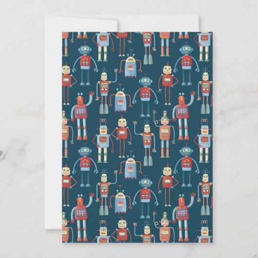 Uitnodiging voor 1e verjaardagsfeestje Cute Robot  (Achterkant)