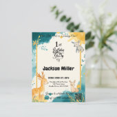 Uitnodiging voor 1e verjaardagsfeestje van bosdier (Staand voorkant)