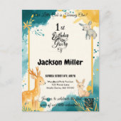 Uitnodiging voor 1e verjaardagsfeestje van bosdier (Voorkant)