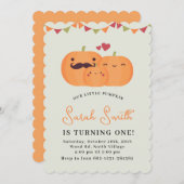 Uitnodiging voor 1e verjaardagsfeestje voor Cute L (Voorkant / Achterkant)