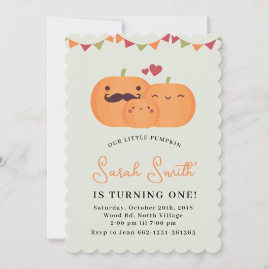 Uitnodiging voor 1e verjaardagsfeestje voor Cute L (Voorkant)