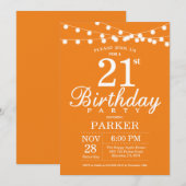 Uitnodiging voor 21ste verjaardag oranje (Voorkant / Achterkant)