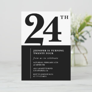 Uitnodiging voor 24ste verjaardag Elegant meisje Z