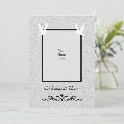 Uitnodiging voor 25-jarig zilveren huwelijksjubile (Staand voorkant)