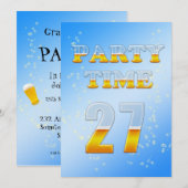 uitnodiging voor 27e verjaardag met bier (Voorkant / Achterkant)