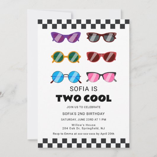 Uitnodiging voor 2e verjaardag van Modern Two Cool (Voorkant)