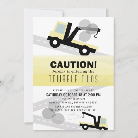 Uitnodiging voor 2e verjaardag van Towable Twos Wr (Voorkant)