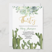 Uitnodiging voor 30e verjaardag met sappige cactus (Voorkant)