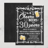 Uitnodiging voor 30e verjaardag | Proost en bier (Voorkant / Achterkant)