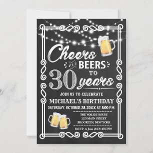 Uitnodiging voor 30e verjaardag   Proost en bier