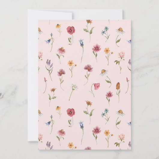 Uitnodiging voor 3e verjaardag met wildbloemthema  (Achterkant)