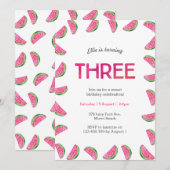 Uitnodiging voor 3e verjaardag | tropische waterme (Voorkant / Achterkant)