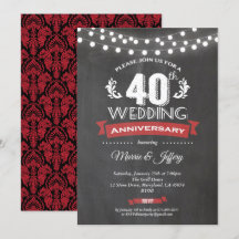 Uitnodiging voor 40-jarig huwelijksjubileum. Robij
