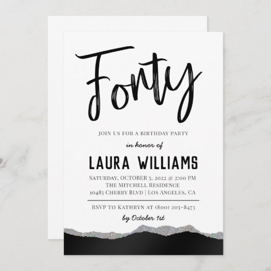 Uitnodiging voor 40e Script Word Birthday (Voorkant / Achterkant)